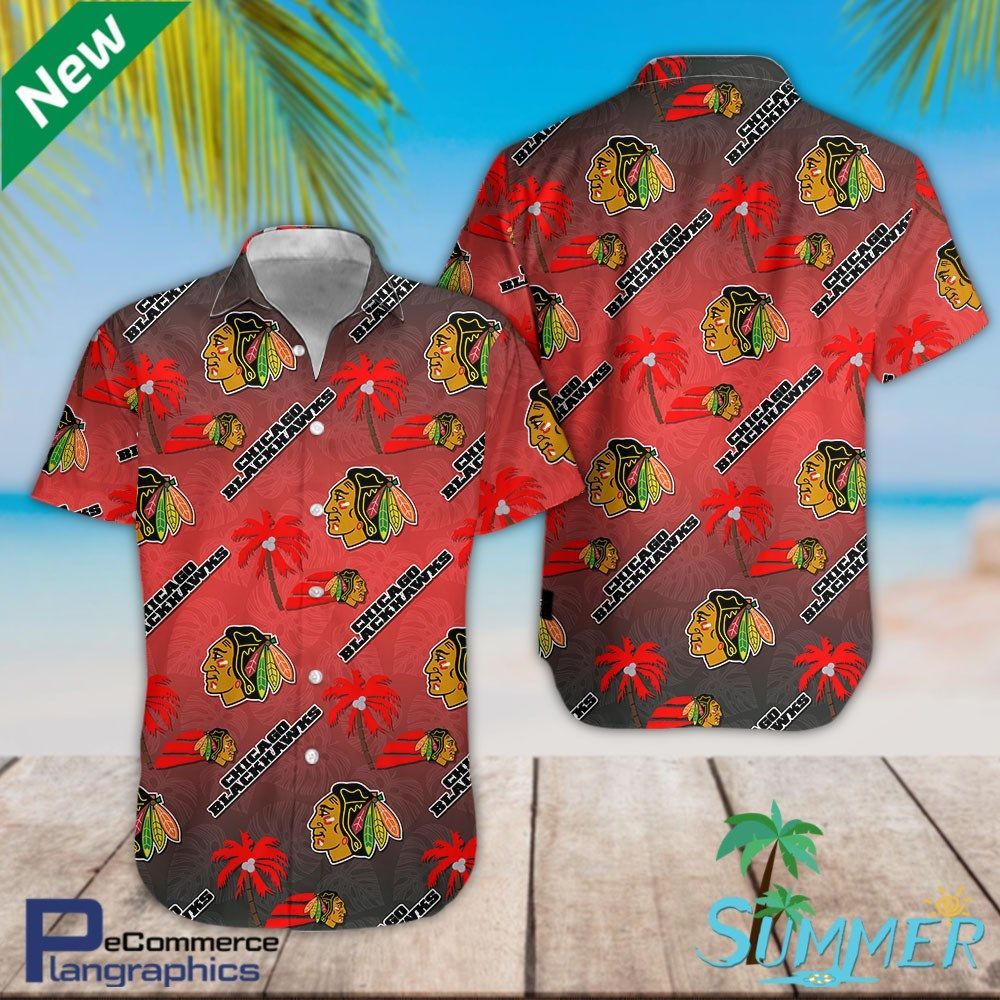 Chicago Blackhawks Aloha Shirt Hawaiian Aloha Shirt Hawaiian Beach Shirt