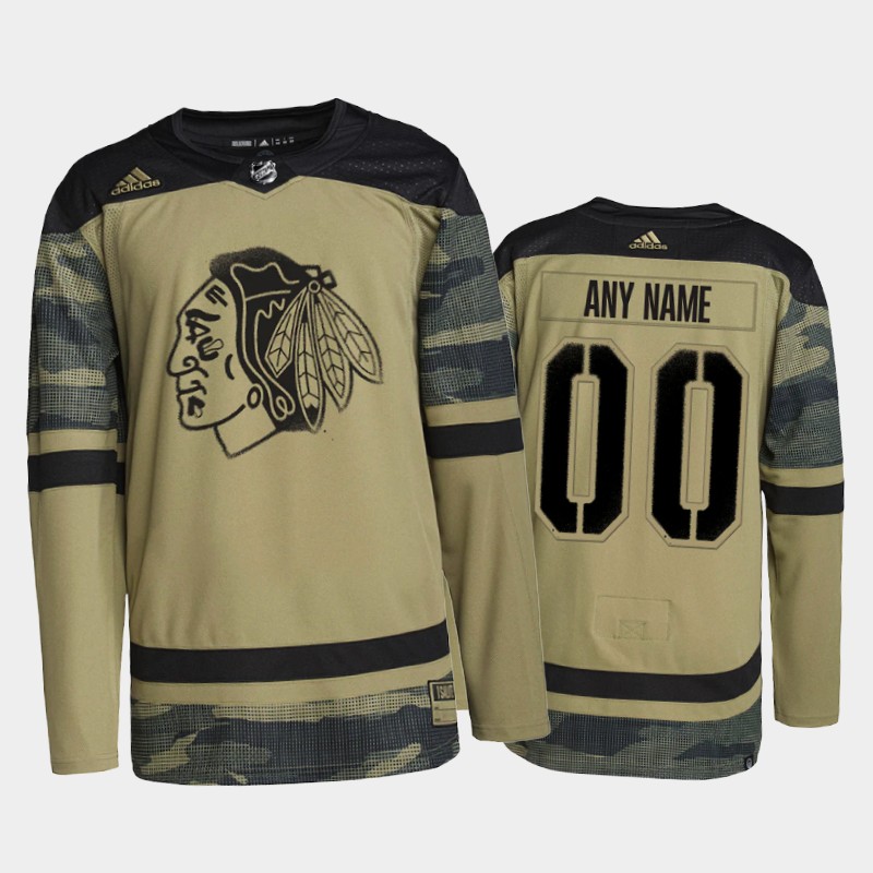 Chicago Blackhawks Custom #00 Military Appreciation Jersey Camo Practice