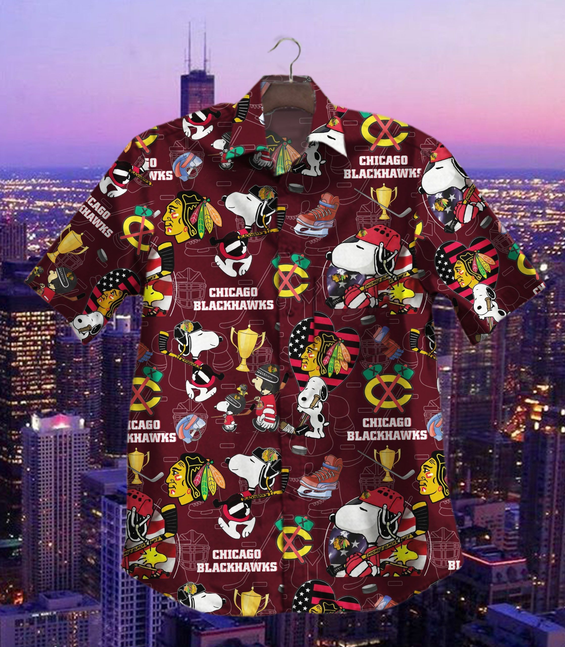 Chicago Blackhawks Snoopy Hawaiian Shirt 3D