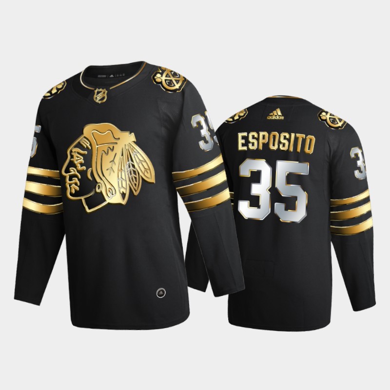 Chicago Blackhawks Tony Esposito #35 2020-21 Retired Golden Black Limited Edition Jersey