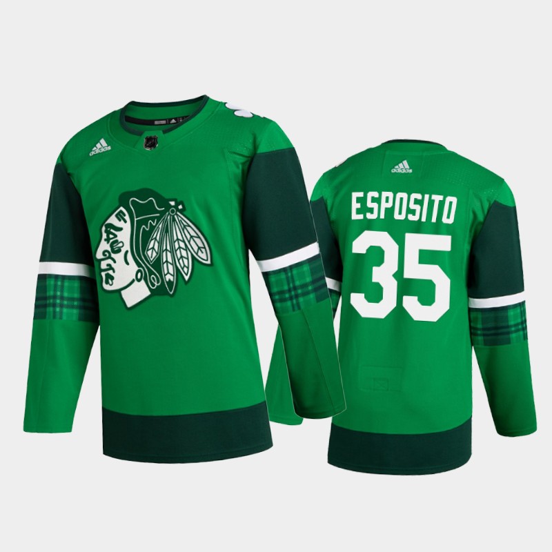Chicago Blackhawks Tony Esposito #35 2020 St. Patrick's Day Player Jersey Green