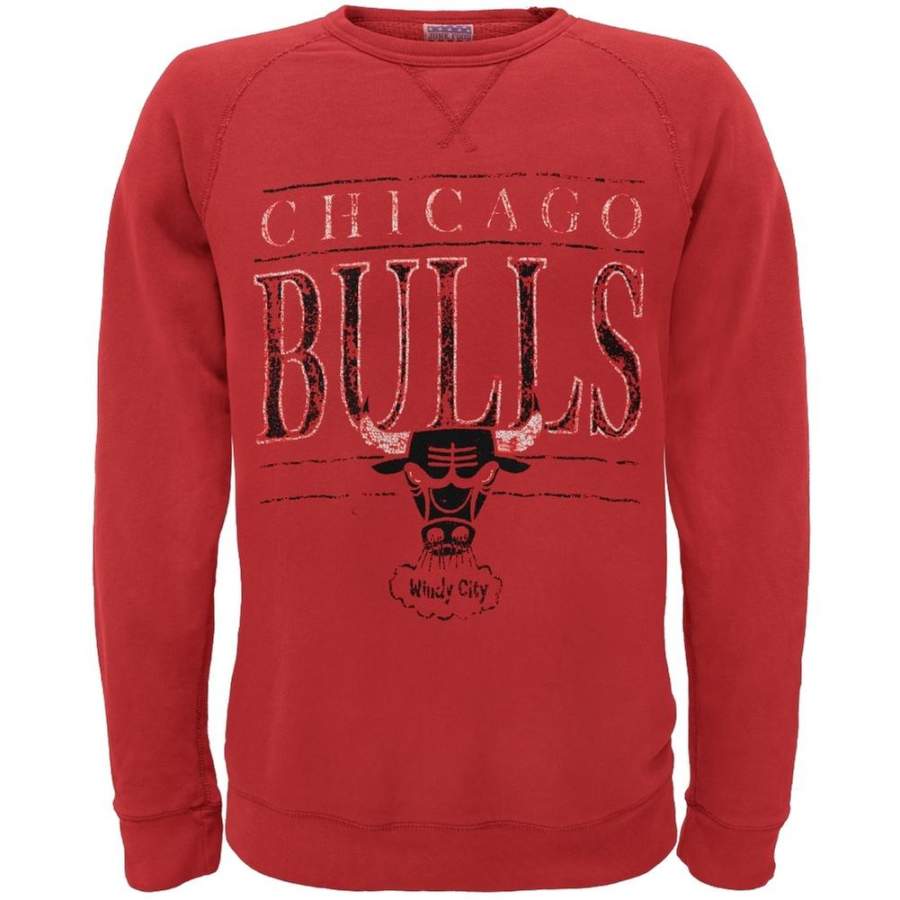 Chicago Bulls – Distressed Windy City Logo Crew Neck Sweatshirt