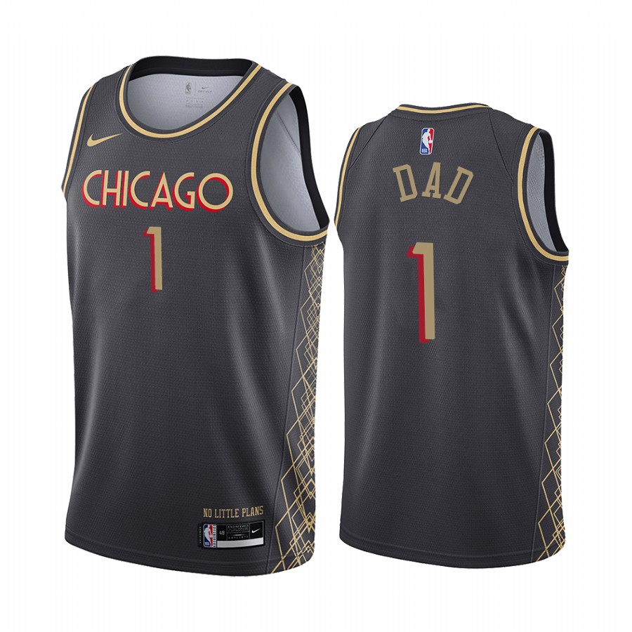 Chicago Bulls 2021 Fathers Day Black No.1 Dad Jersey