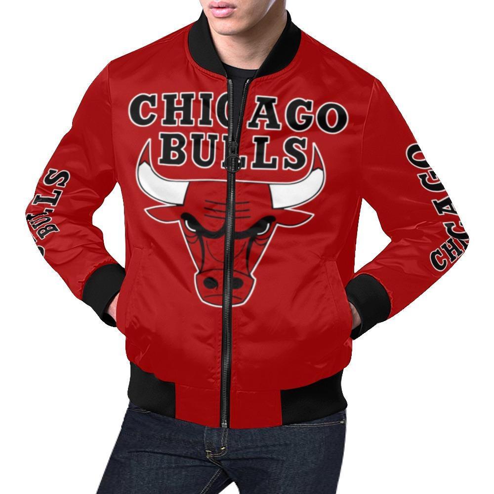 Chicago Bulls Red All Over Print Bomber Jacket For Men