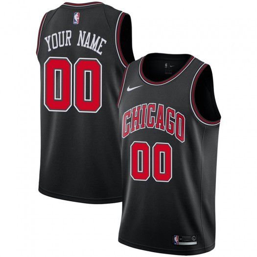 Chicago Bulls White Custom Black Jersey - All Stitched
