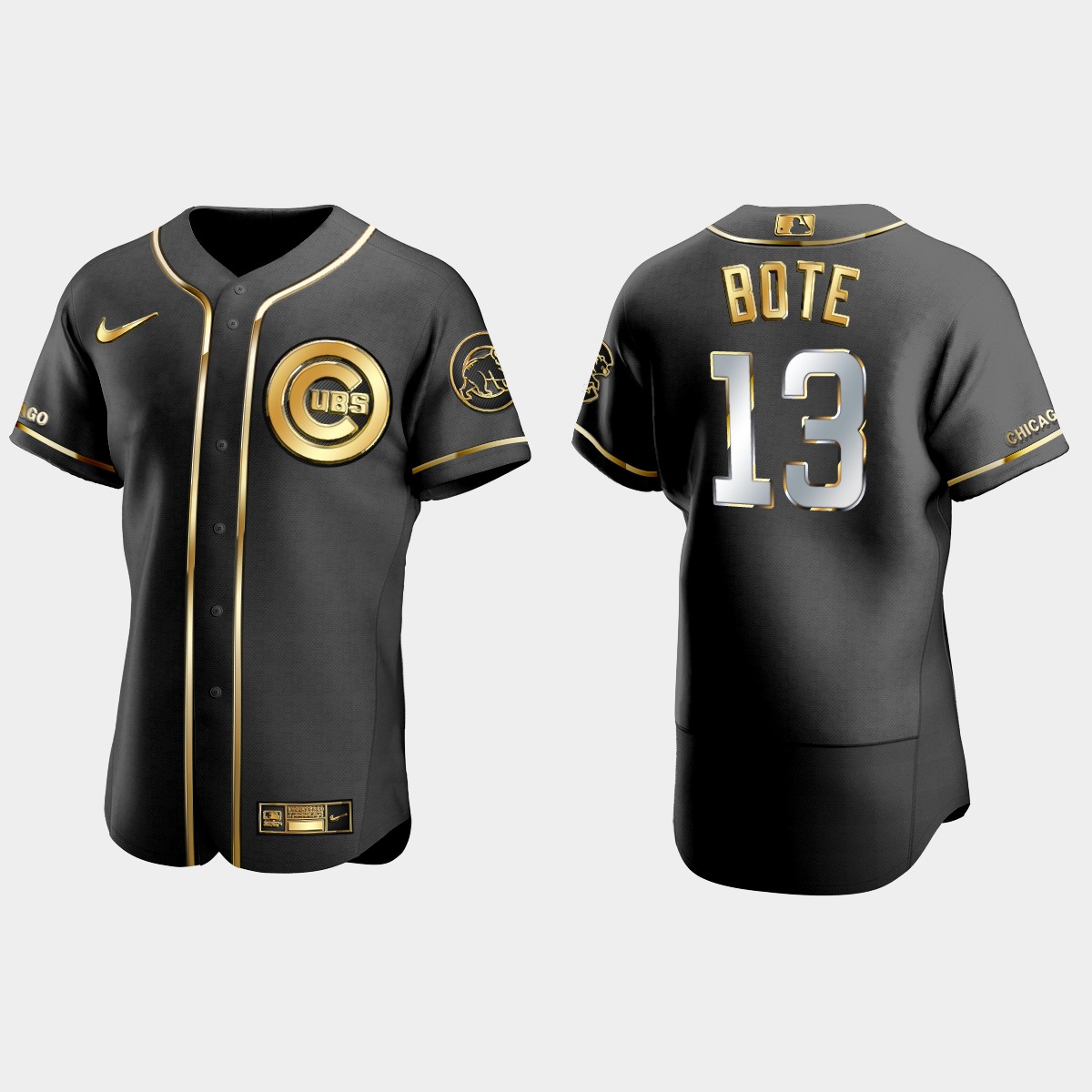 Chicago Cubs #13 David Bote Golden Edition Jersey - Black