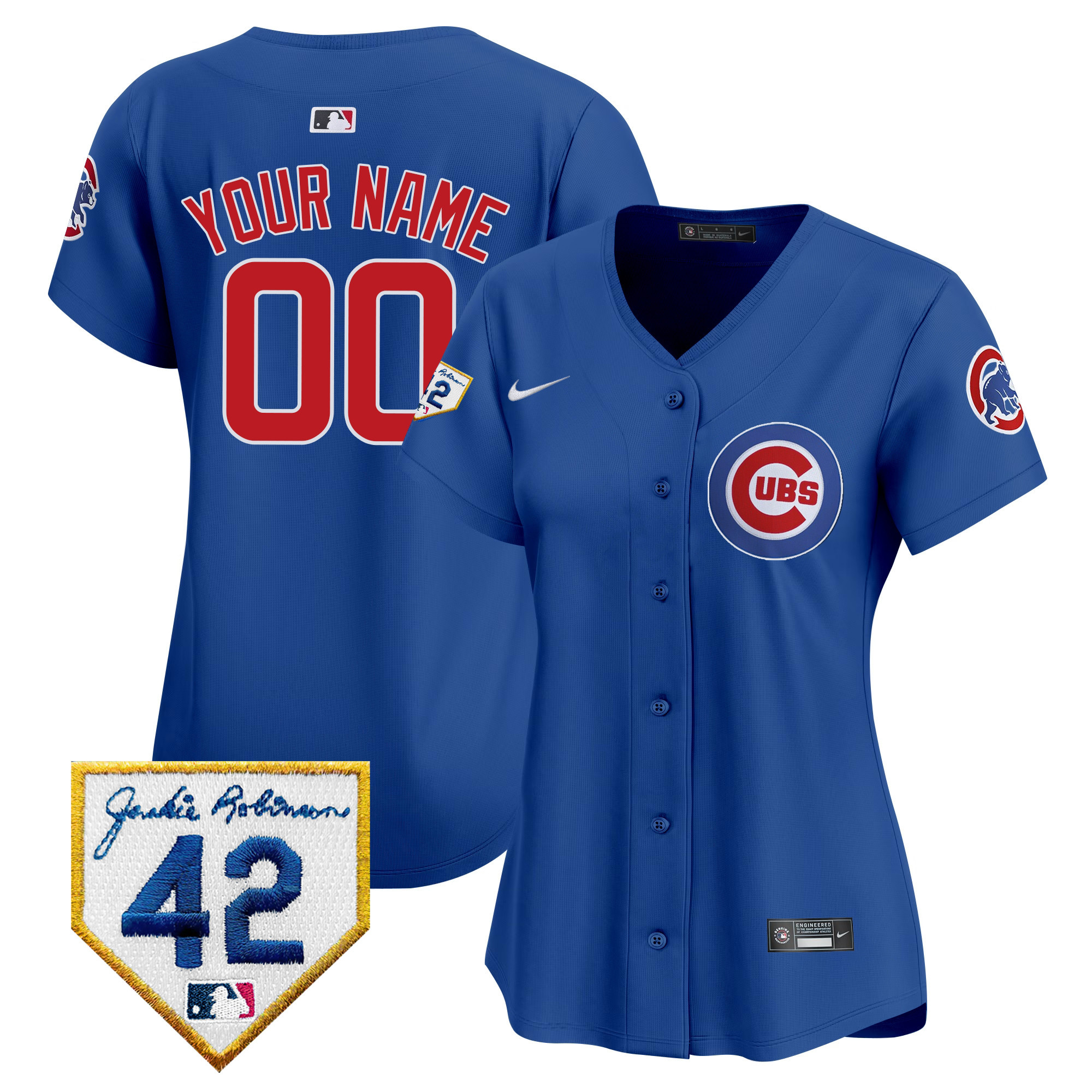 Chicago Cubs 2024 Jackie Robinson Patch Vapor Premier Limited Custom V2 Royal Jersey - All Stitched