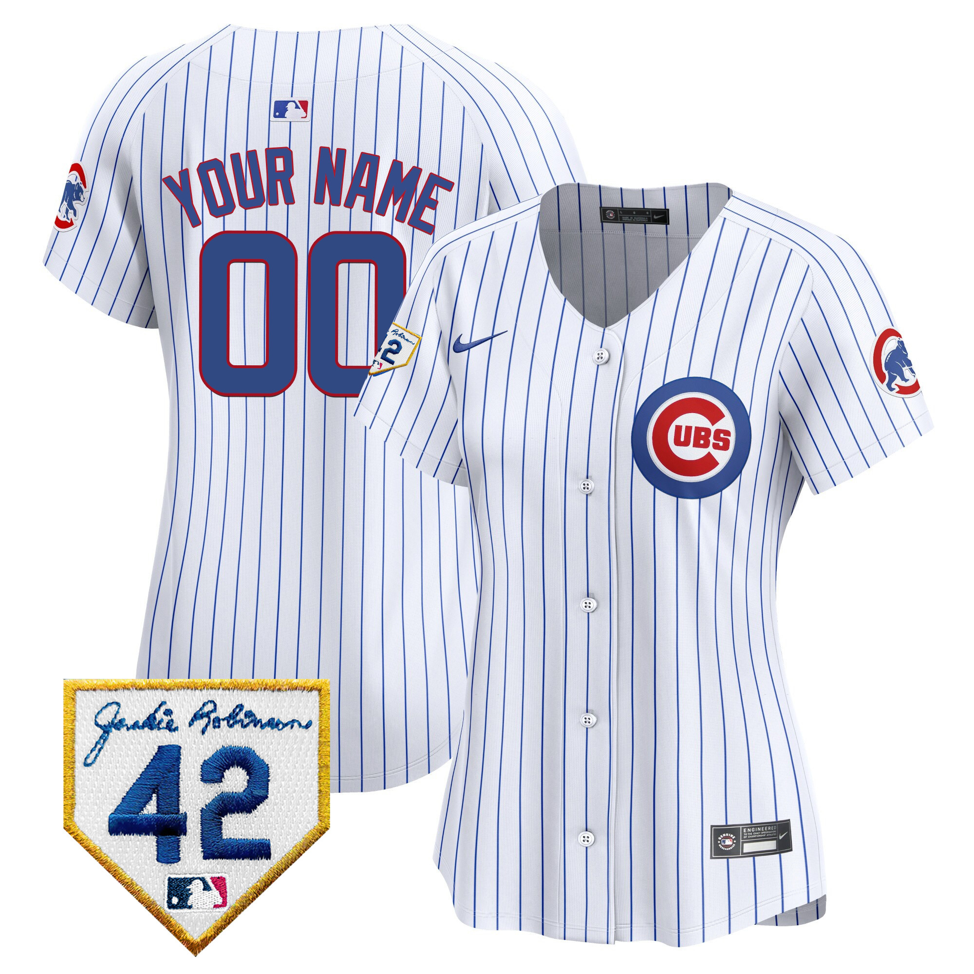Chicago Cubs 2024 Jackie Robinson Patch Vapor Premier Limited Custom V2 White Jersey - All Stitched