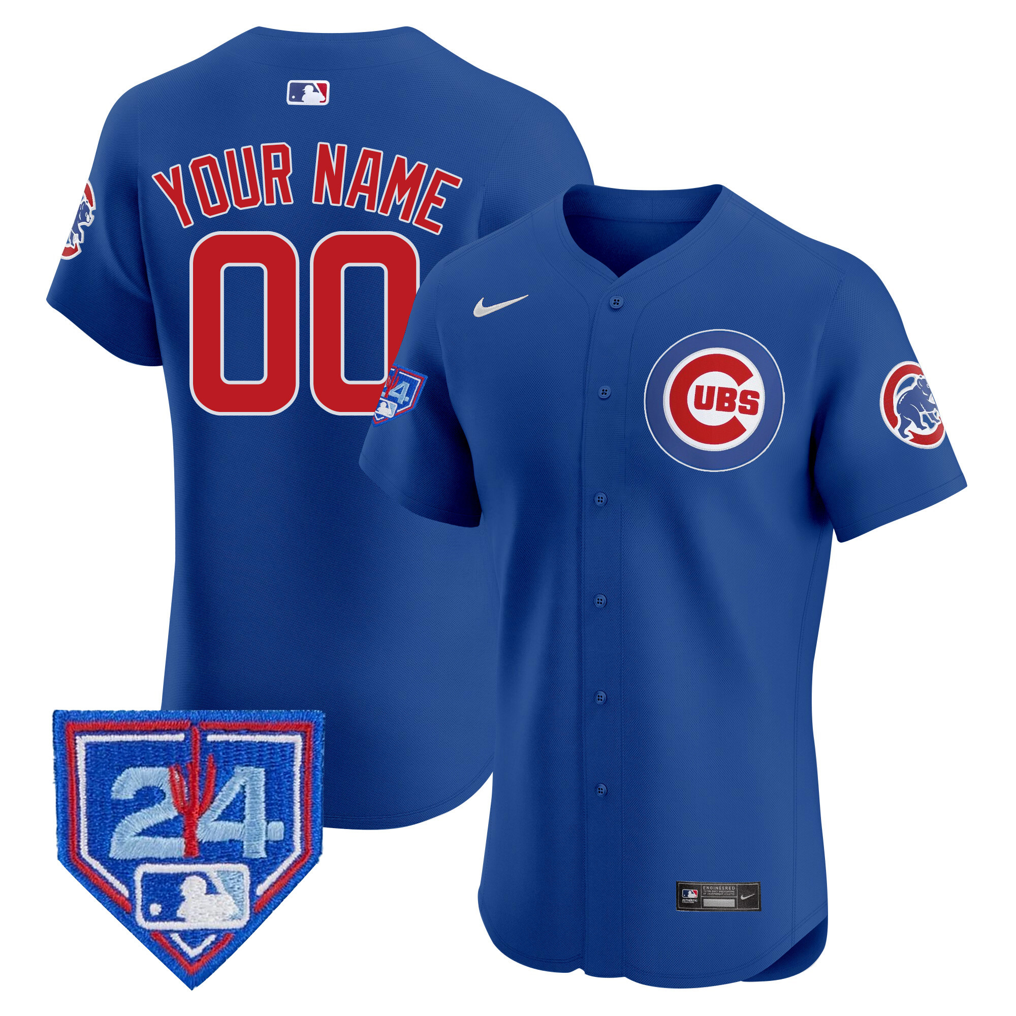 Chicago Cubs 2024 Spring Training Patch Vapor Premier Elite Custom V2 Royal Jersey - All Stitched