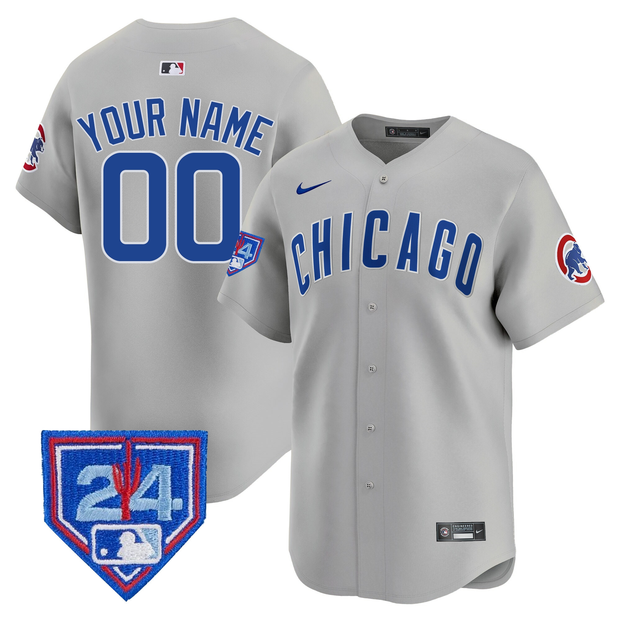 Chicago Cubs 2024 Spring Training Patch Vapor Premier Limited Custom V2 Gray Road Jersey - All Stitched