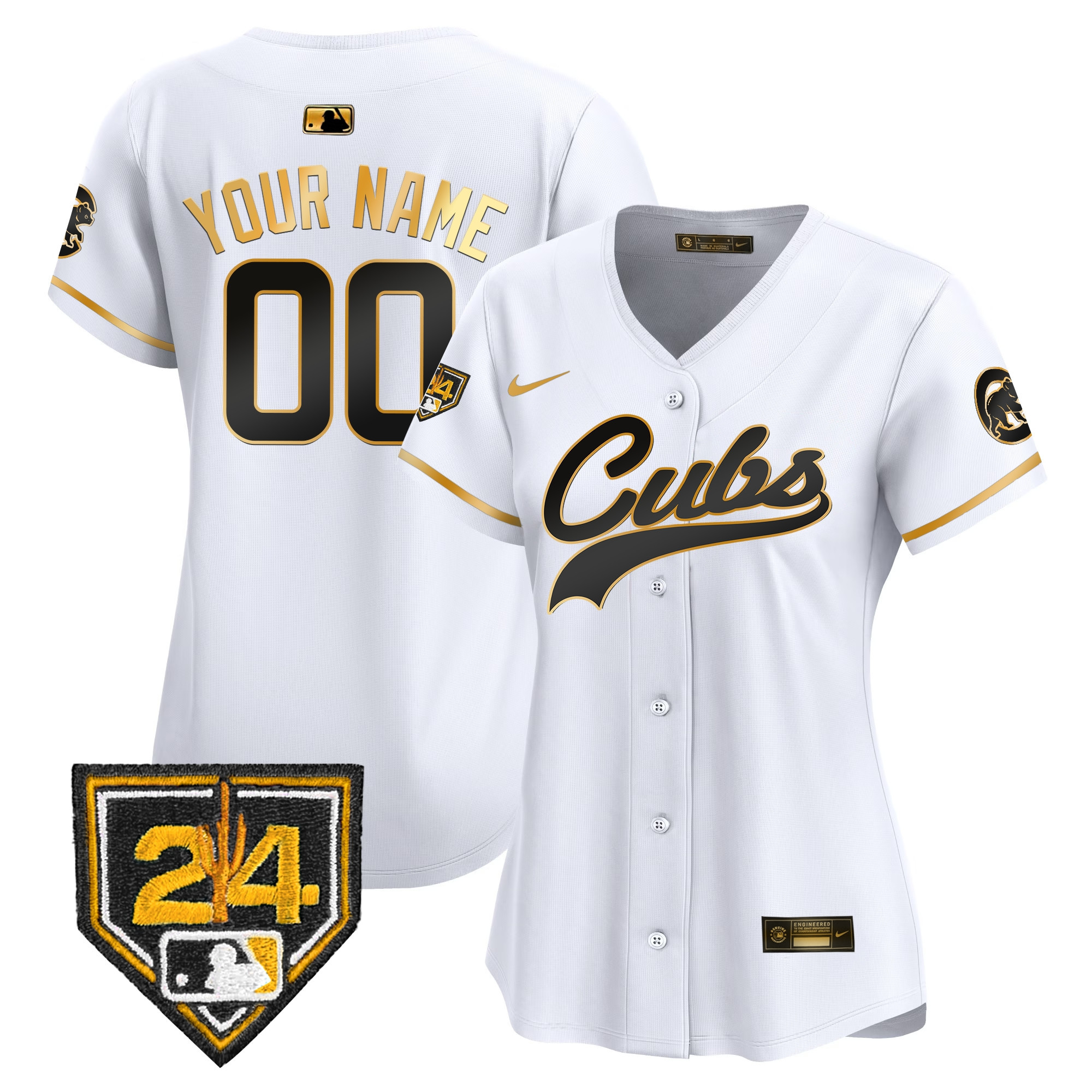 Chicago Cubs 2024 Spring Training Patch Vapor Premier Limited Custom White Gold Jersey - All Stitched