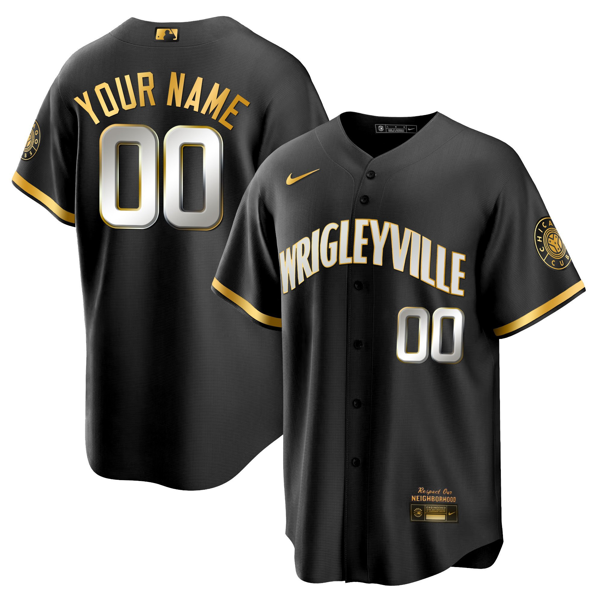Chicago Cubs Gold Custom Cool Black Limited Jersey - All Stitched