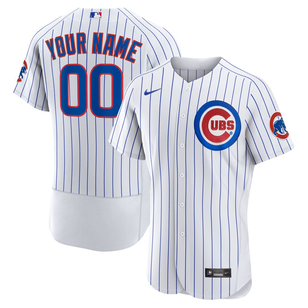 Chicago Cubs Gold Custom Flex White Jersey - All Stitched