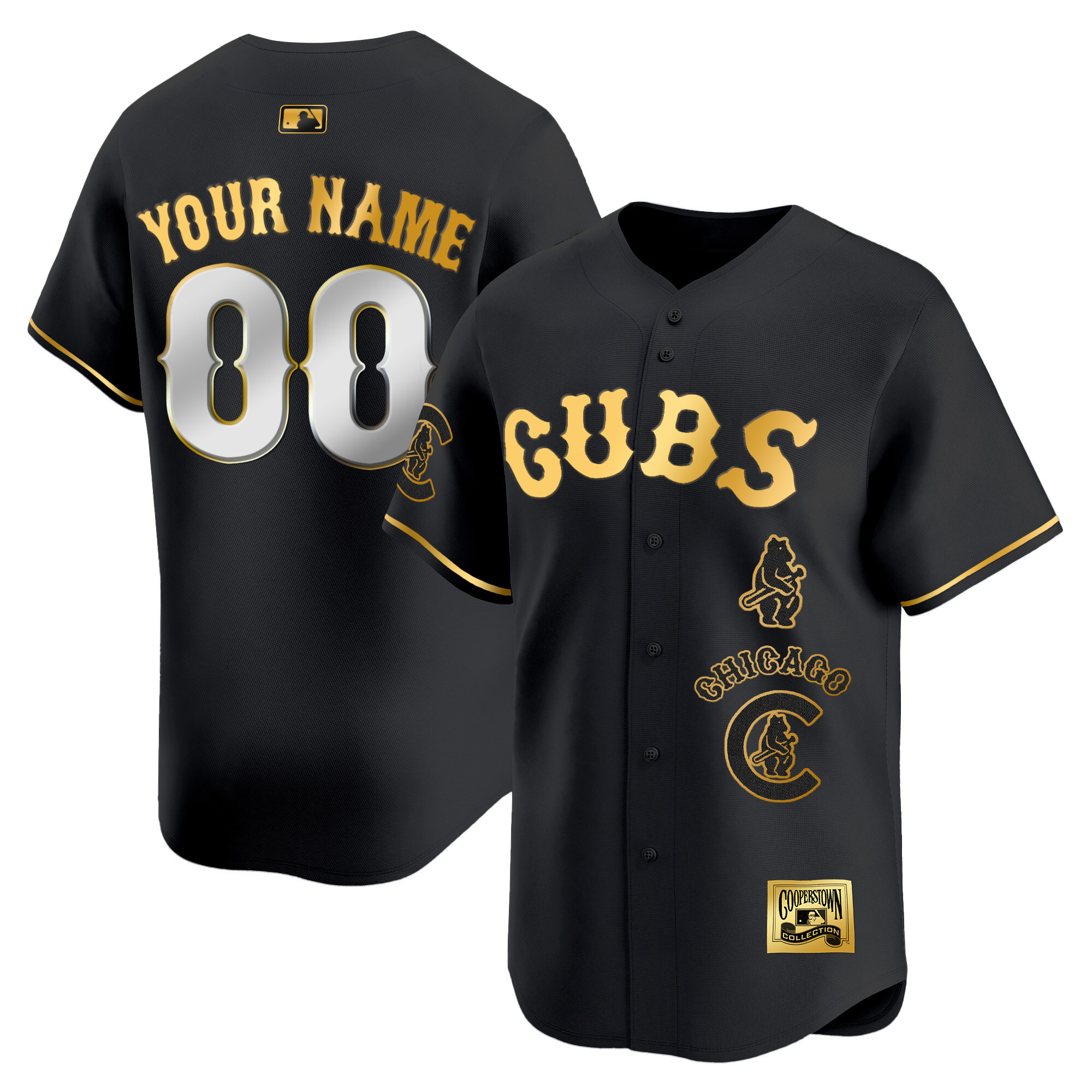 Chicago Cubs Special Vapor Premier Limited Custom Black Gold Jersey - All Stitched