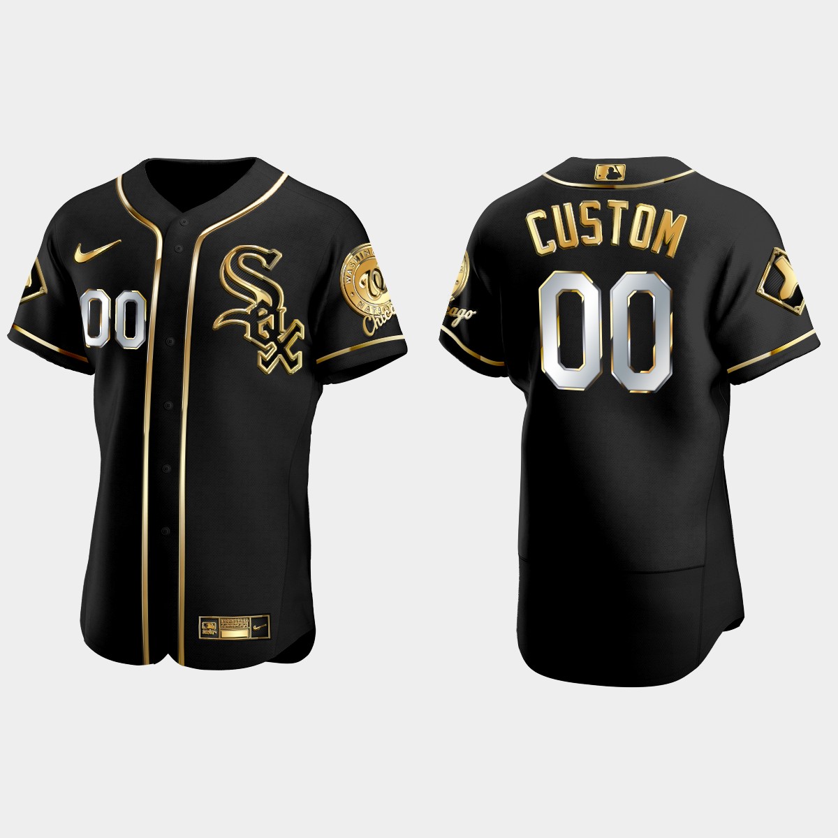 Chicago White Sox #00 Custom Golden Edition Jersey – Black