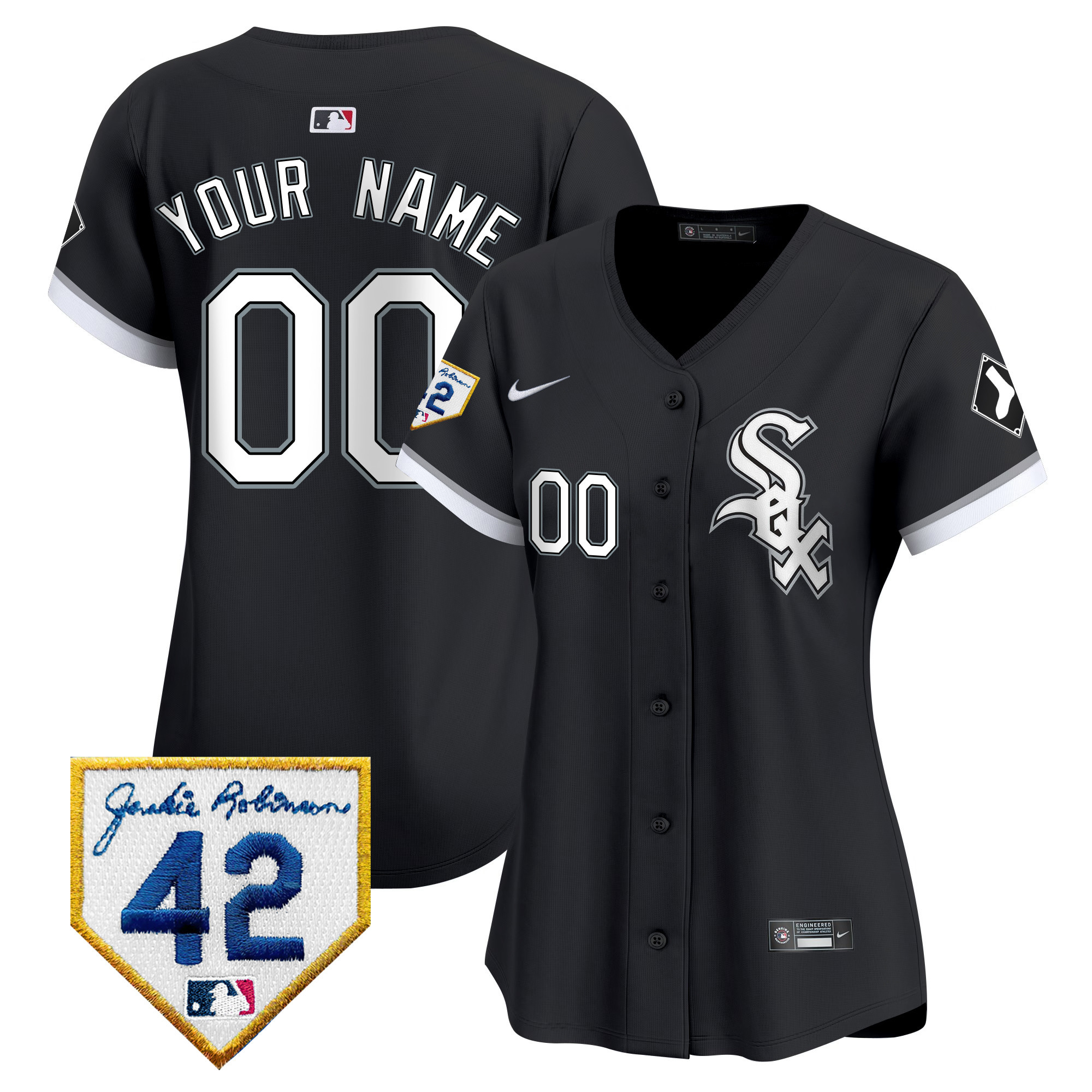 Chicago White Sox 2024 Jackie Robinson Patch Vapor Premier Limited Custom Black Jersey - All Stitched