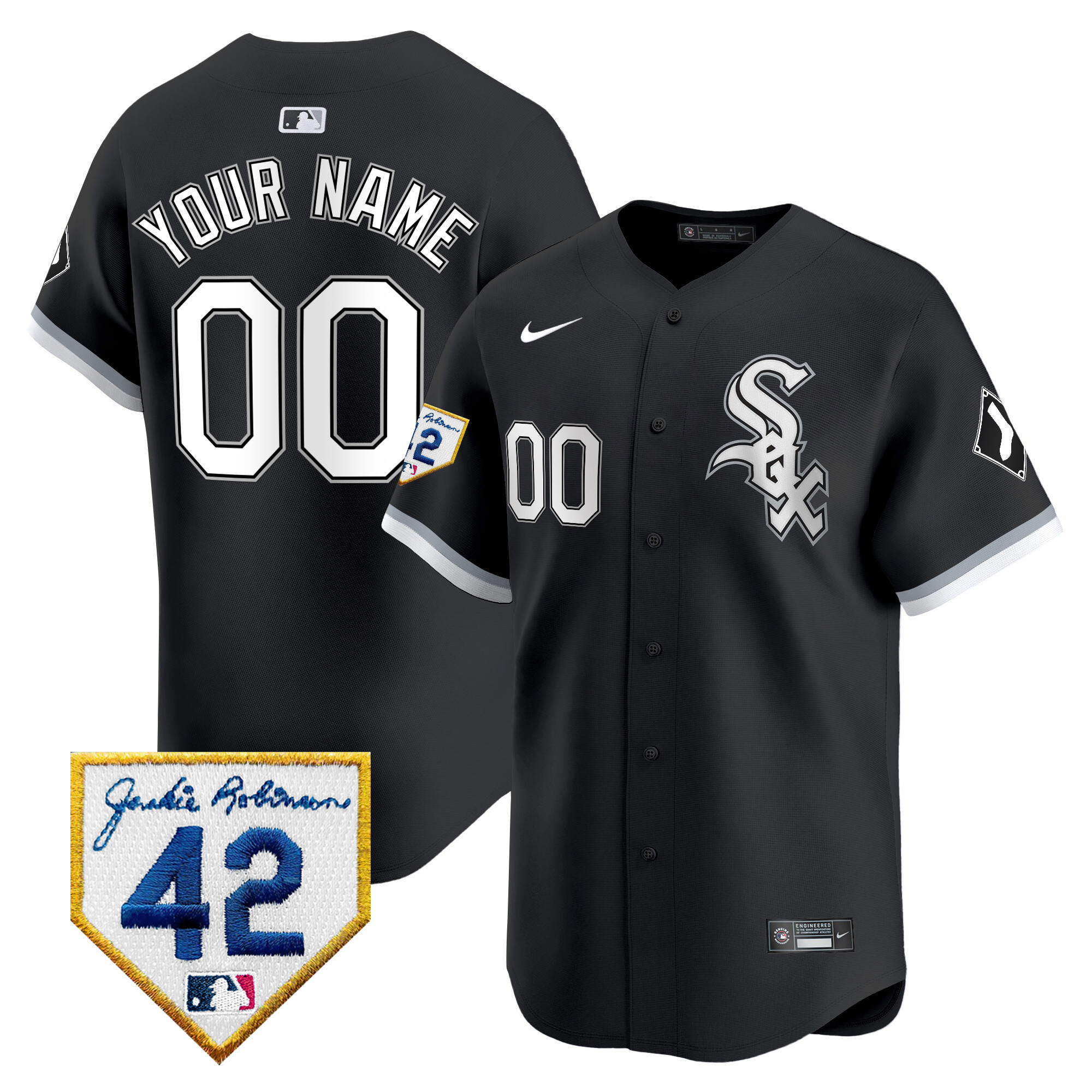 Chicago White Sox 2024 Jackie Robinson Patch Vapor Premier Limited Custom Black Jersey - All Stitched