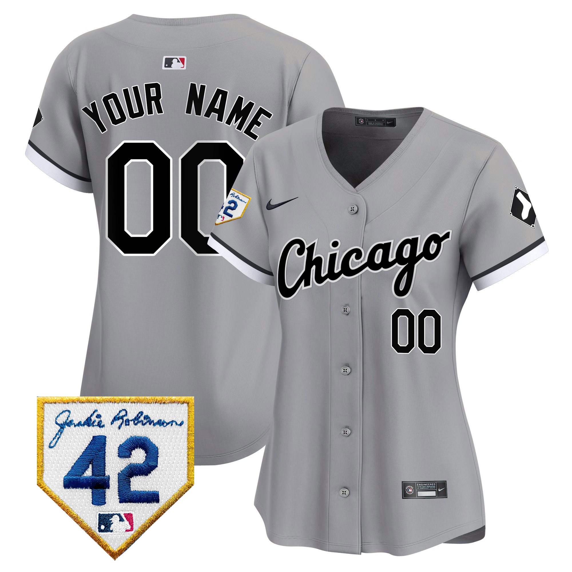 Chicago White Sox 2024 Jackie Robinson Patch Vapor Premier Limited Custom Gray Jersey - All Stitched