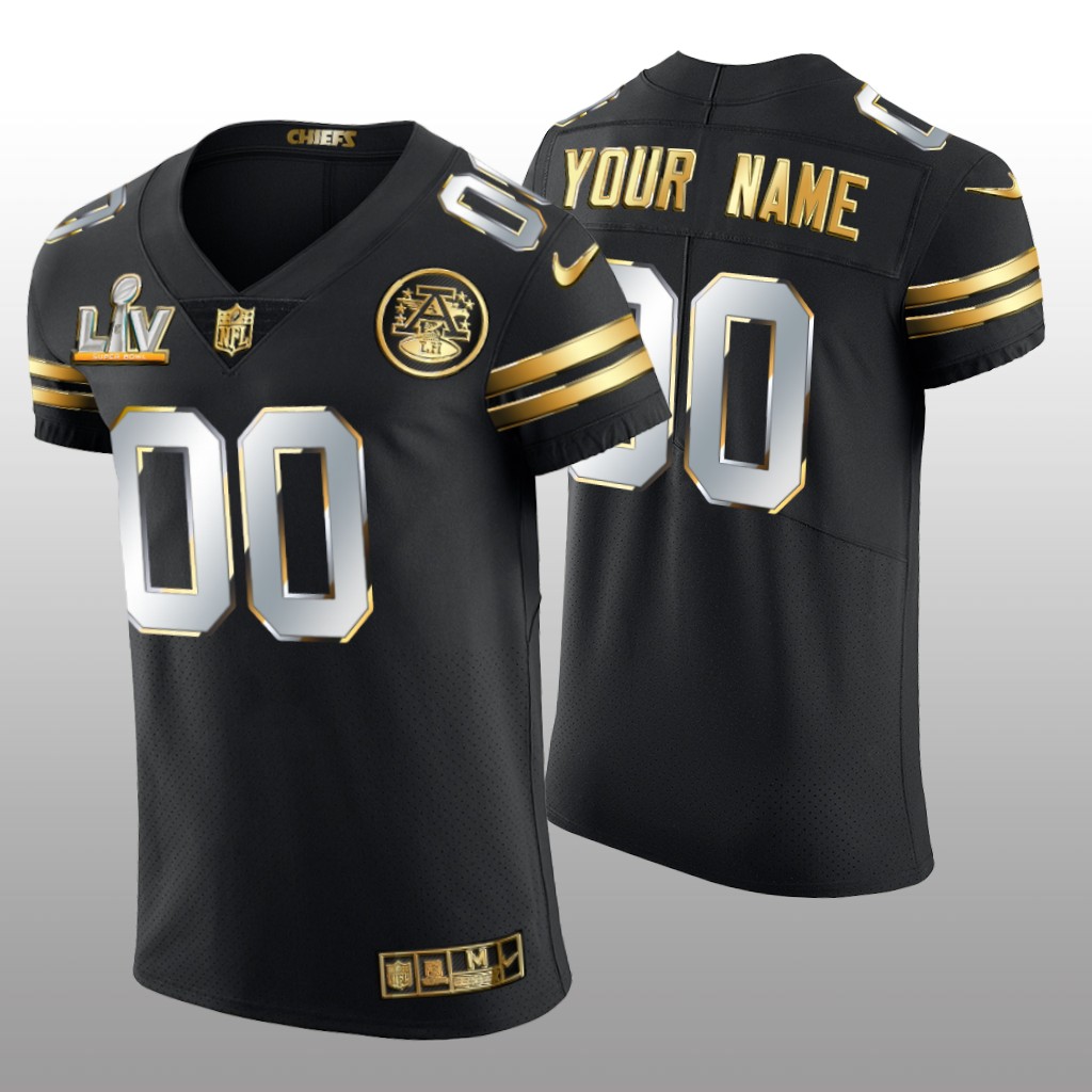 Chiefs Custom Black Golden Elite Jersey Super Bowl LV