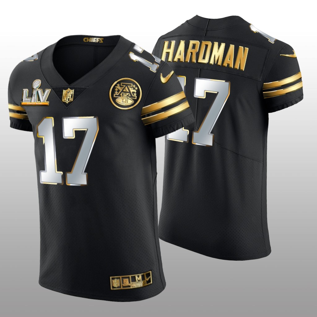 Chiefs Mecole Hardman Black Golden Elite Jersey Super Bowl LV