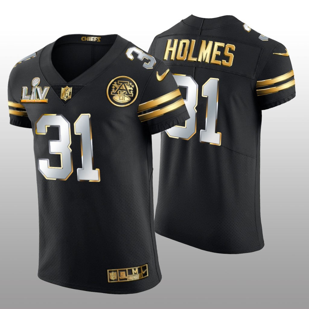 Chiefs Priest Holmes Black Golden Elite Jersey Super Bowl LV