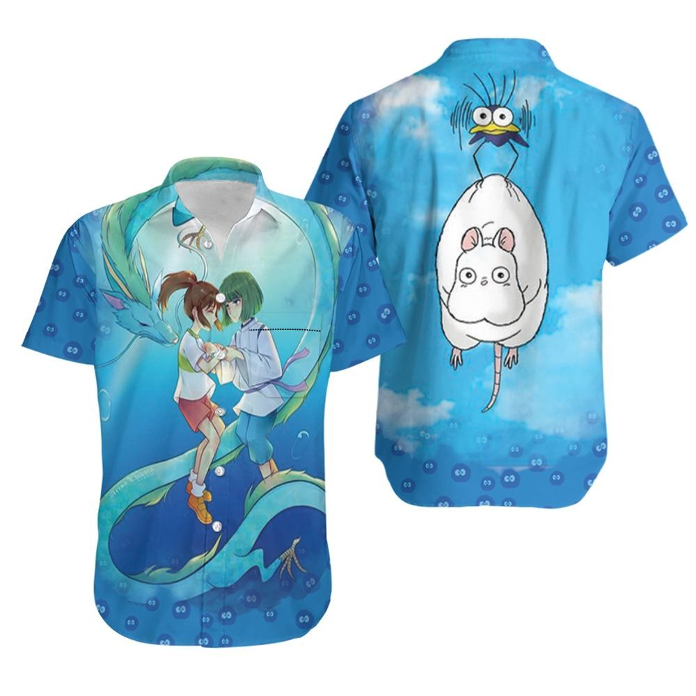 Chihiro Ogino Cuddle Nigihayami Kohaku Nushi Haku For Spirited Away Studio Ghibli Fan Hawaiian Shirt