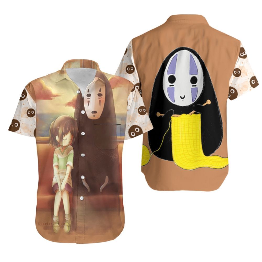 Chihiro Ogino Lean On No Face Kaonashi For Spirited Away Studio Ghibli Fan Hawaiian Shirt