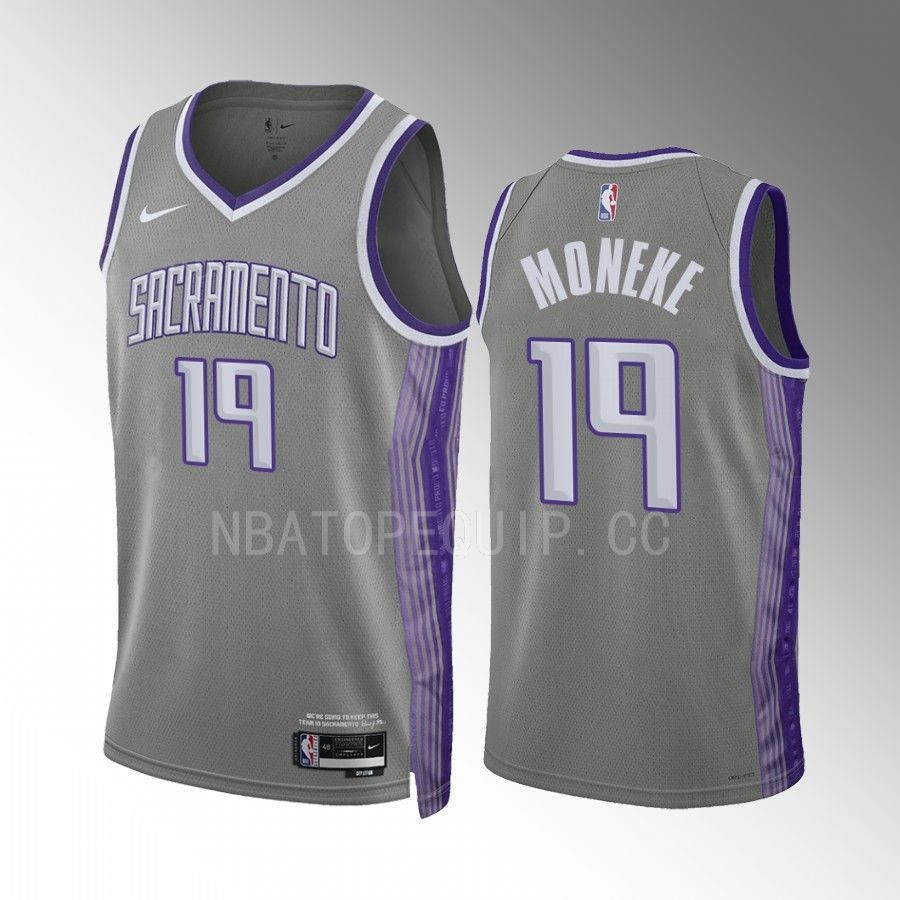 Chima Moneke 19 2022-23 Sacramento Kings Grey City Edition Stitched Jersey Swingman