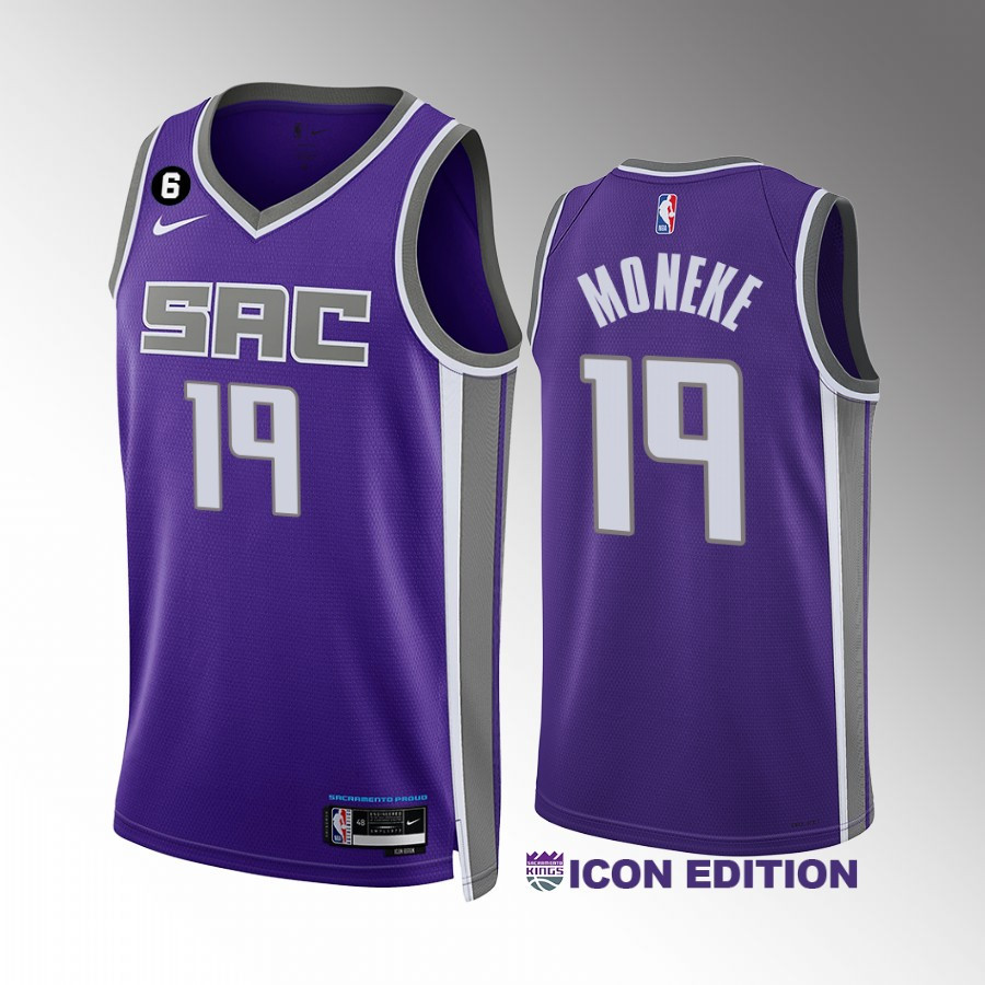 Chima Moneke 19 Sacramento Kings Icon Edition Purple Stitched Jersey 2022-23 Swingman