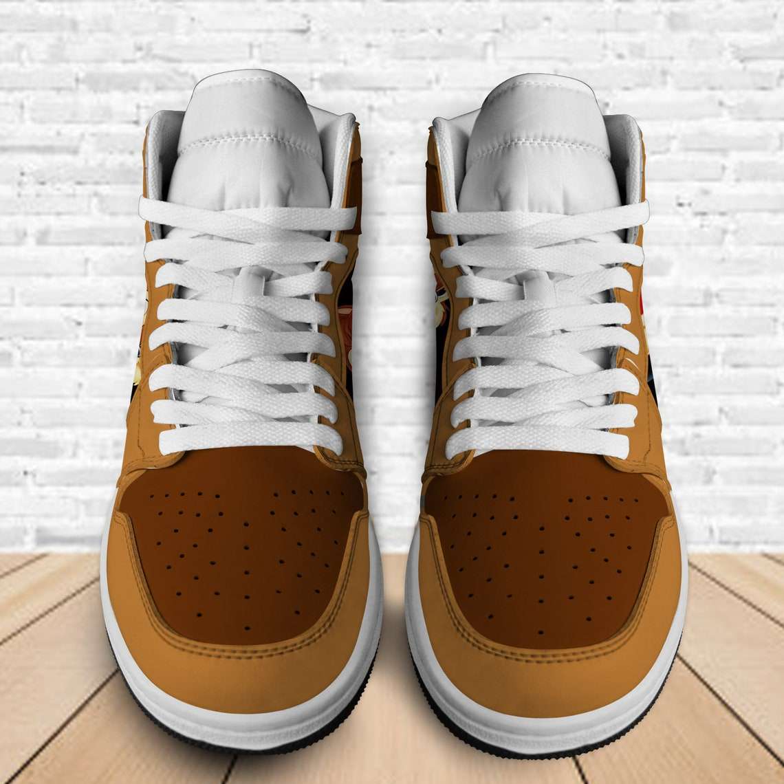 Chip ‘n’ Dale Brown Black JD Sneakers Shoes, Air Jordan Hightop