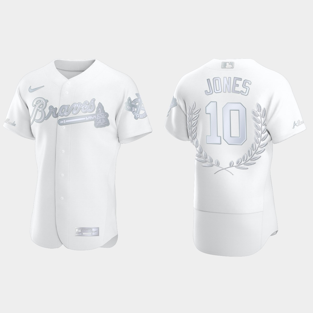 Chipper Jones #10 Atlanta Braves NL MVP Awards Collection Jersey - White