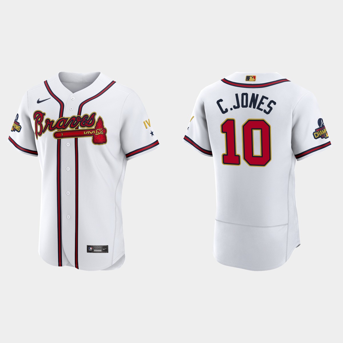 Chipper Jones Atlanta Braves 2022 Gold Program White Jersey
