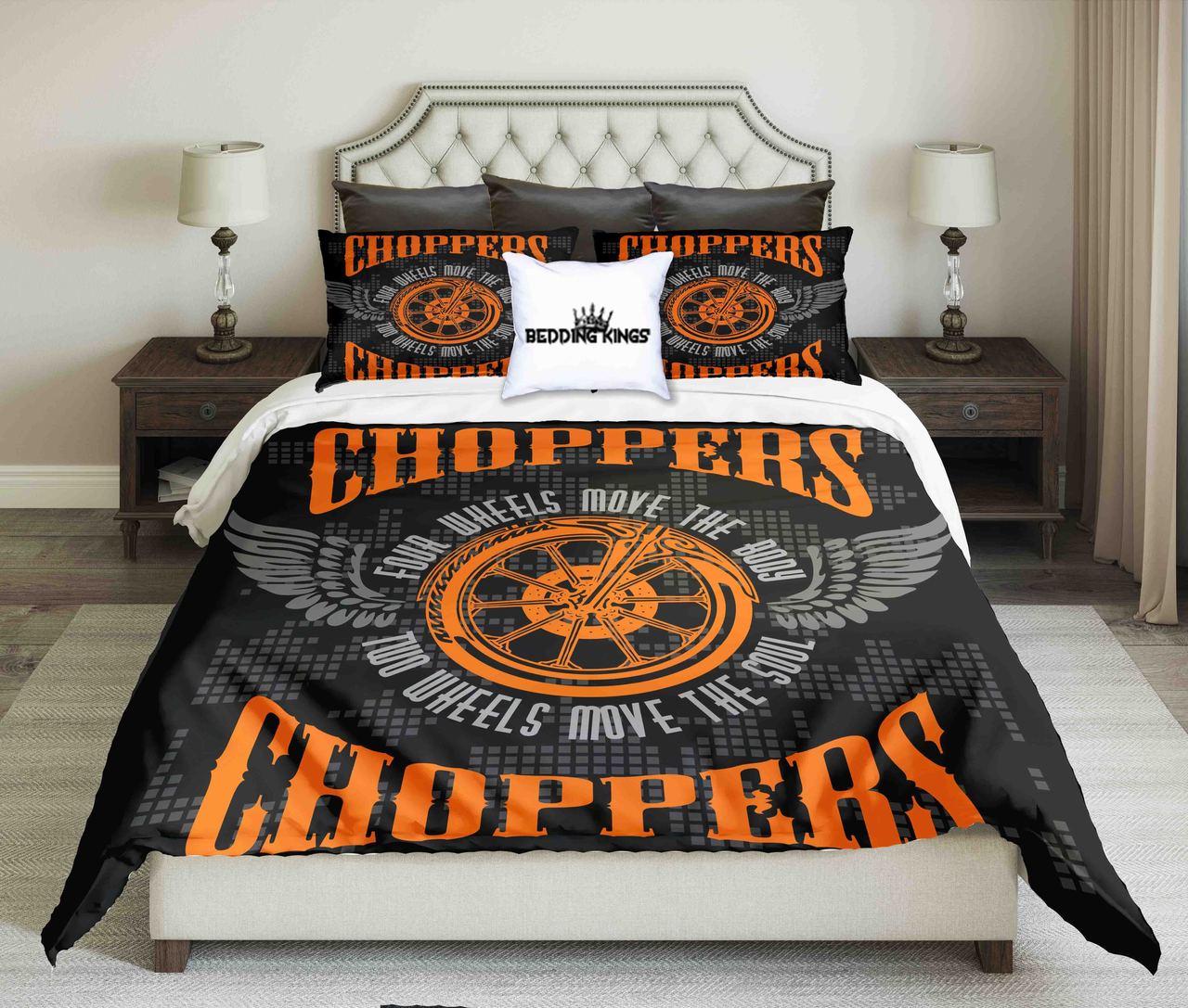 Choppers Orange Black Kings 3D Customized Duvet Cover Bedding Set