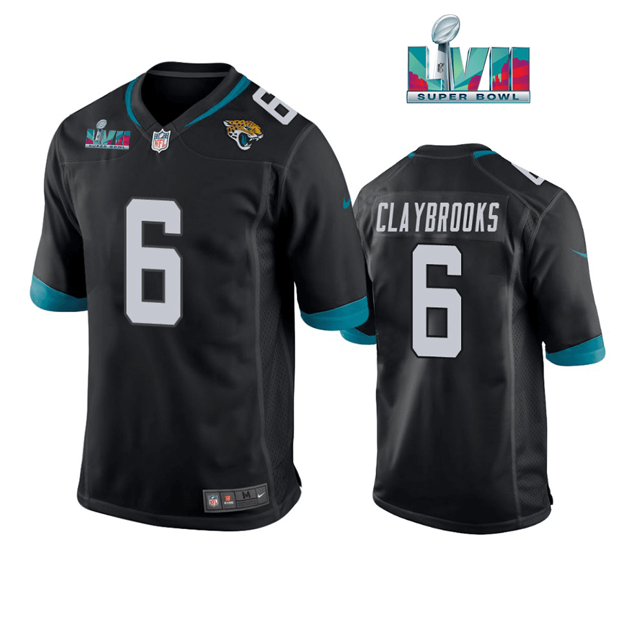 Chris Claybrooks 6 Jacksonville Jaguars Super Bowl LVII Super Bowl LVII Men Game Stitched Jersey- Black