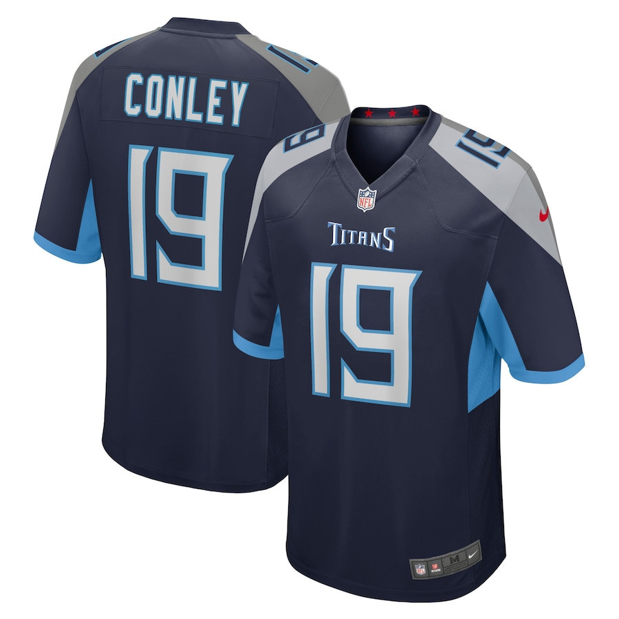 Chris Conley 19 Tennessee Titans Home Game Player Stitched Jersey – Navy