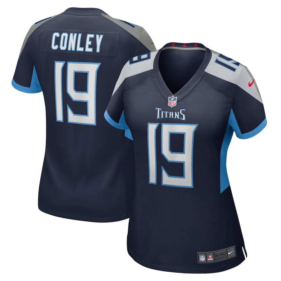 Chris Conley 19 Tennessee Titans Women’s Home Game Player Stitched Jersey – Navy