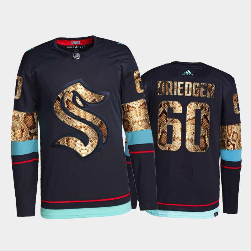Chris Driedger Seattle Kraken Python Skin Jersey 2021-22 Navy #60 Exclusive Edition Uniform