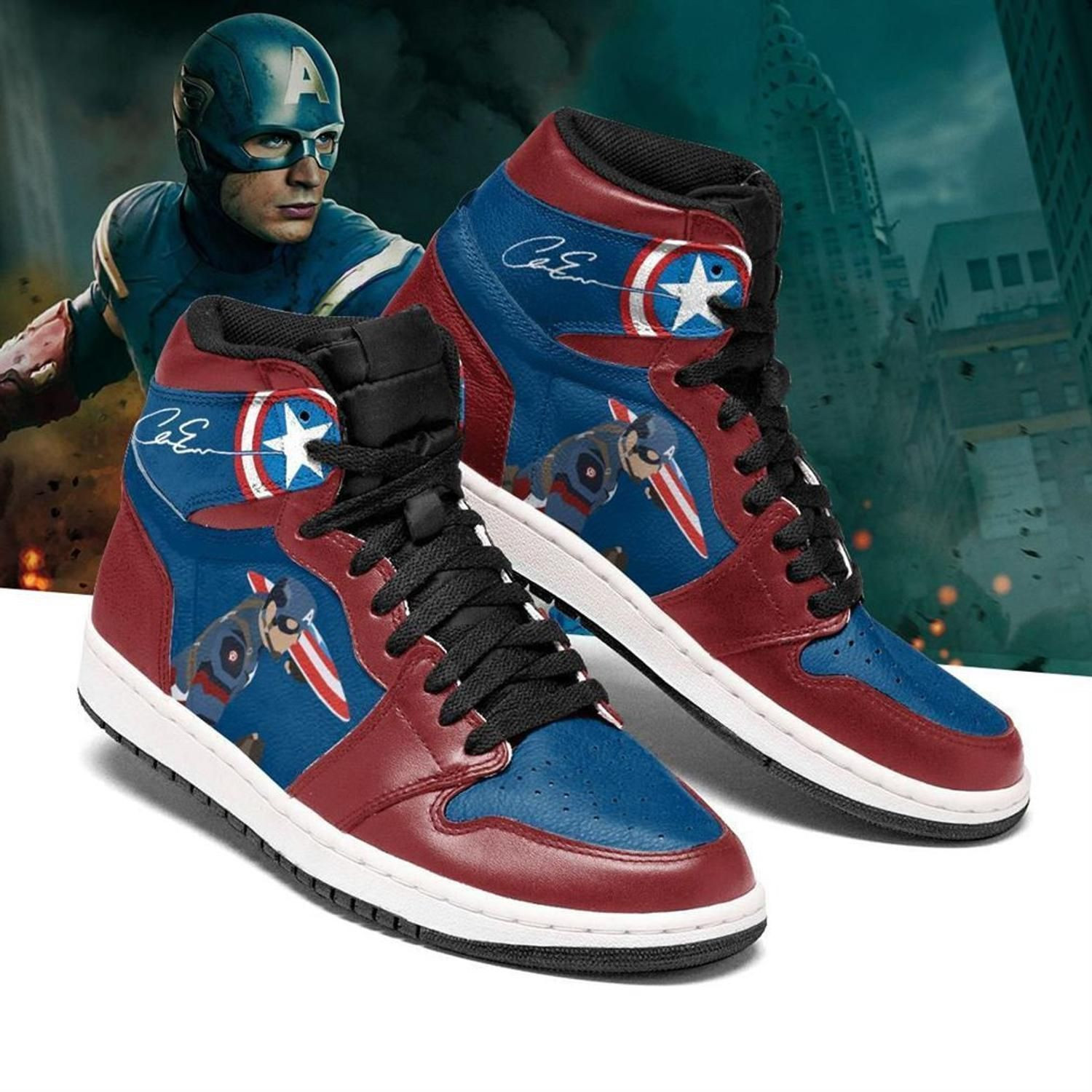 Chris Evans Signature Captain America Marvel 2 High Top Air Jordan Sneaker, Air Jordan Hightop