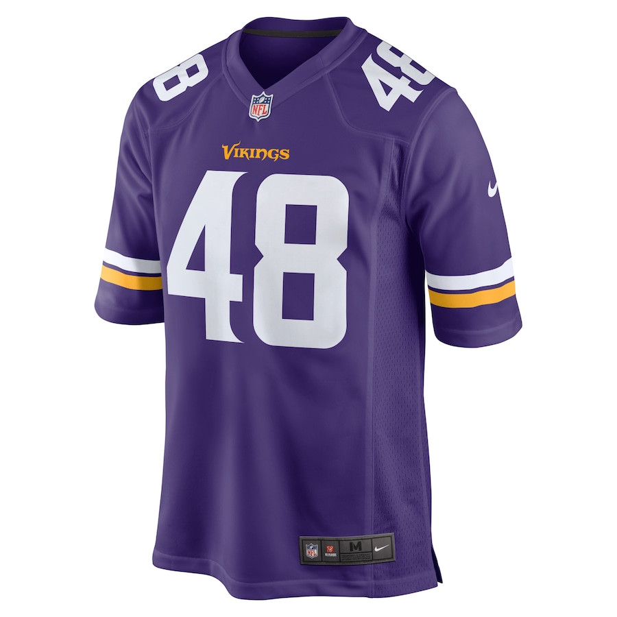Chris Garrett 48 Minnesota Vikings Home Game Player Stitched Jersey – Purple