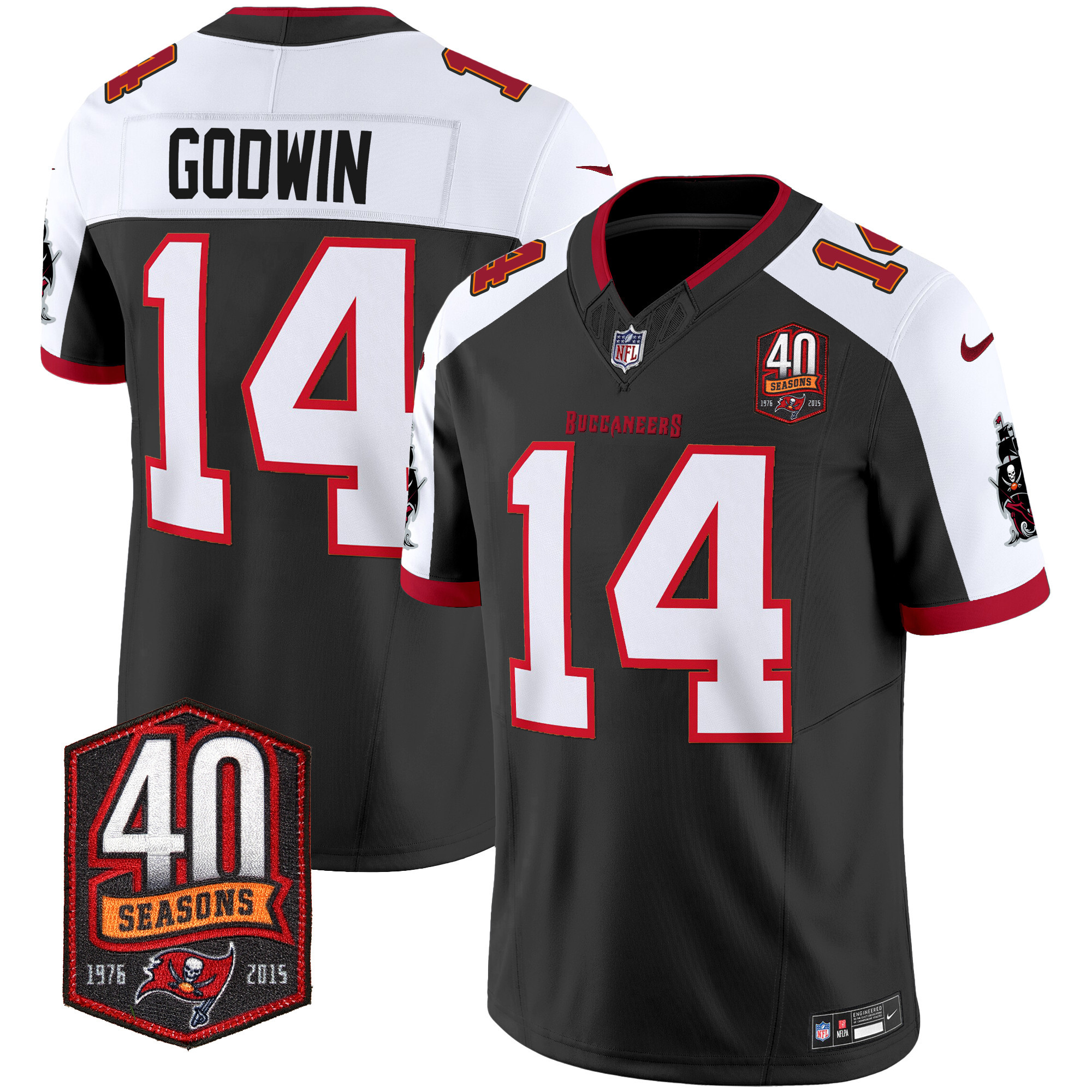 Chris Godwin Men's Tampa Bay Buccaneers 40th Season Patch Vapor Limited Black Alternate Jersey - All Stitched 