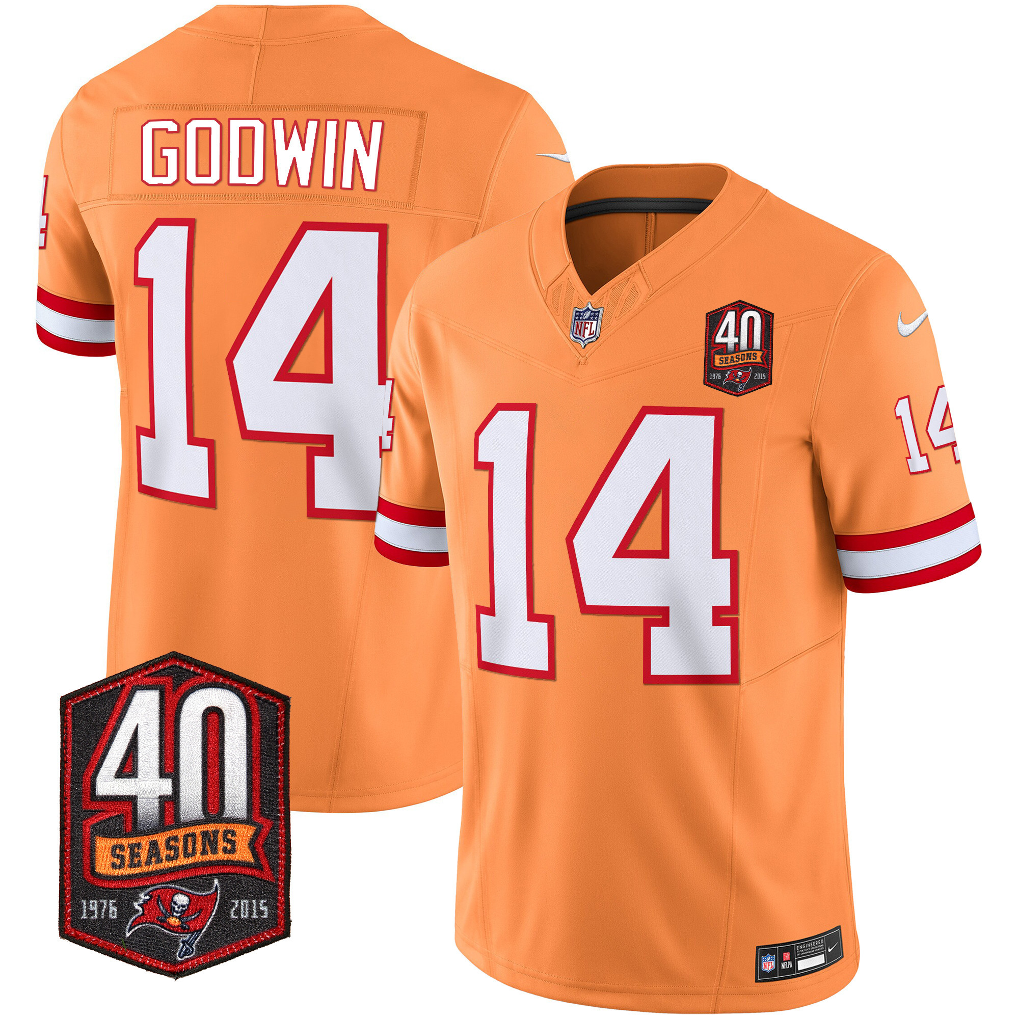 Chris Godwin Men's Tampa Bay Buccaneers 40th Season Patch Vapor Limited Orange Jersey - All Stitched 