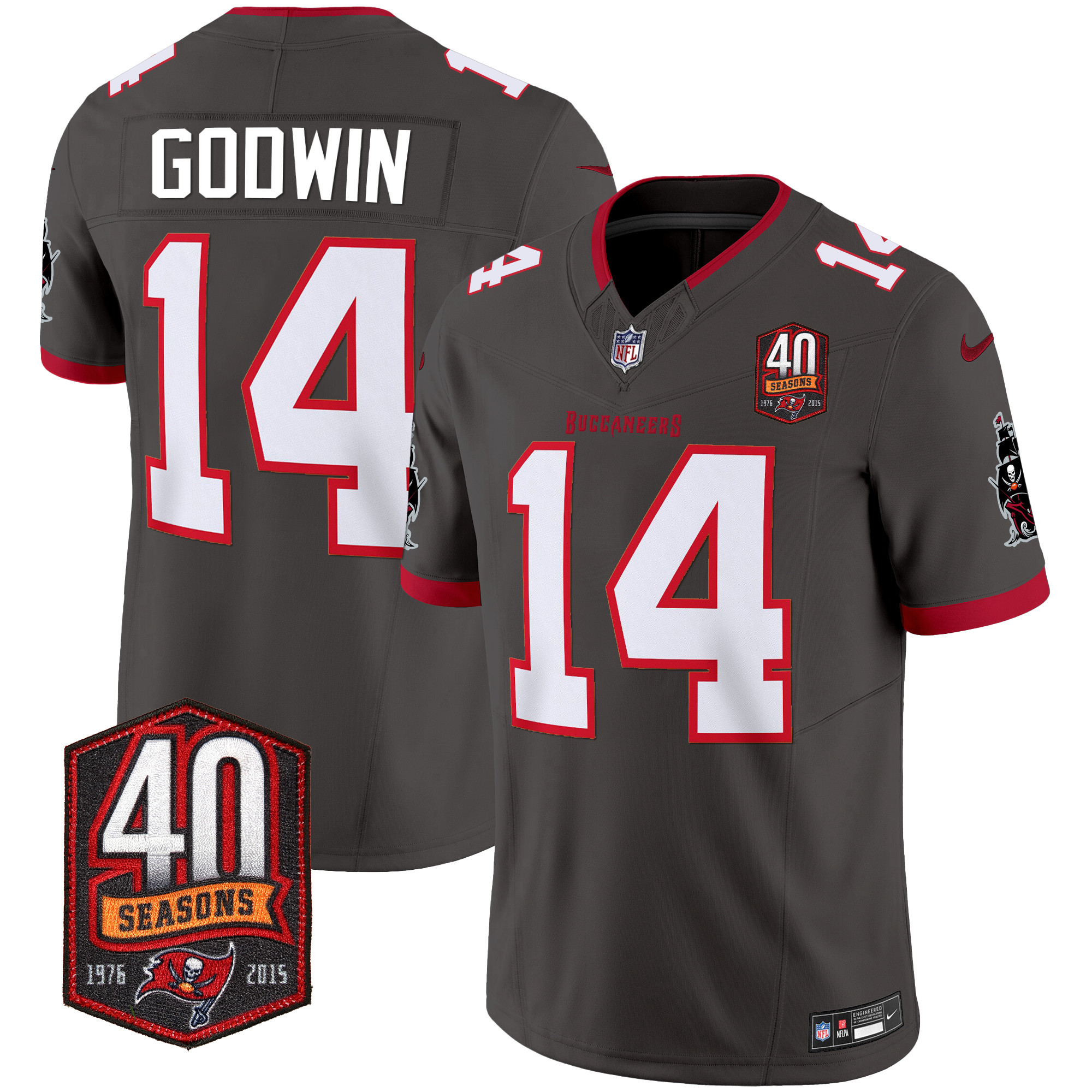 Chris Godwin Men's Tampa Bay Buccaneers 40th Season Patch Vapor Limited Pewter Jersey - All Stitched 