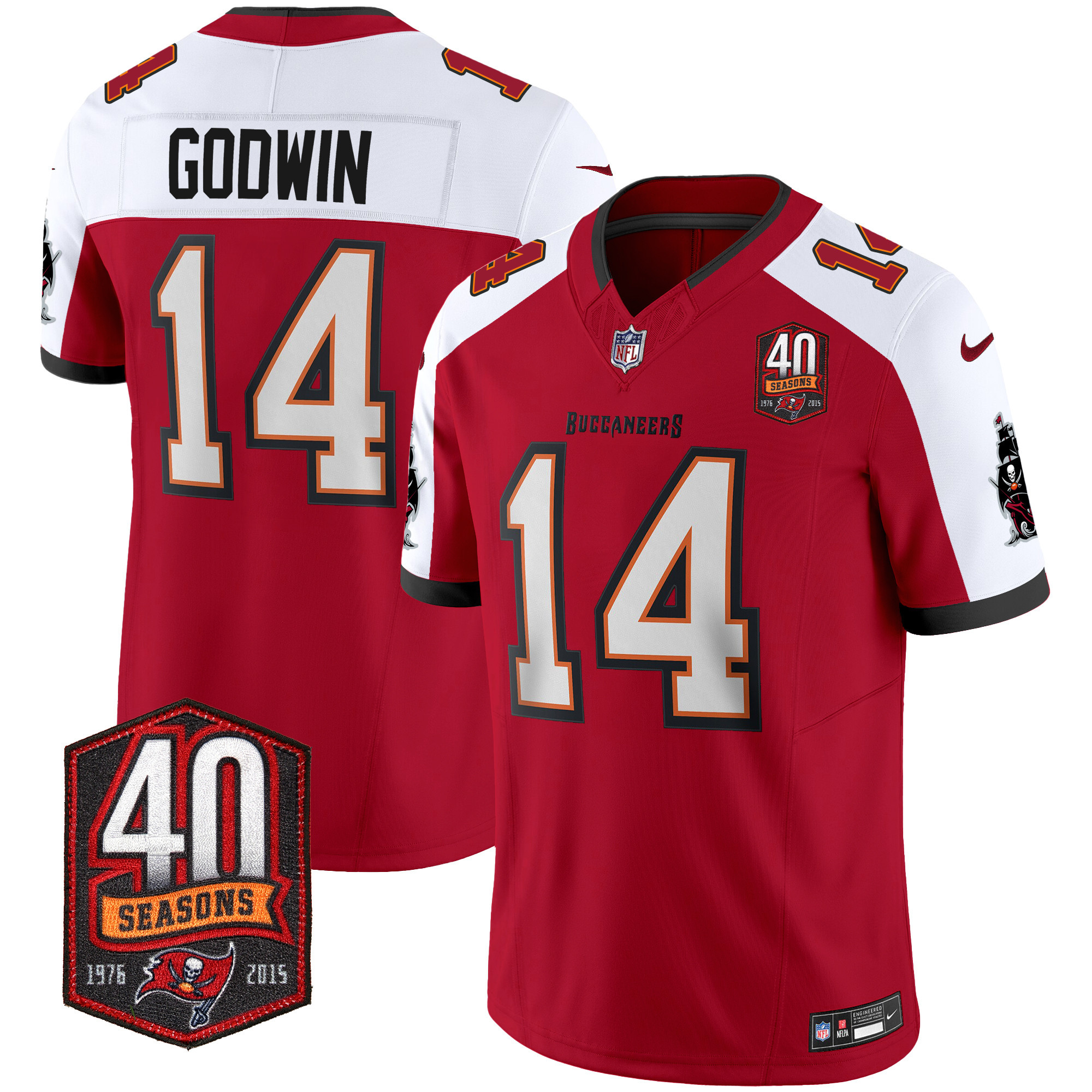 Chris Godwin Men's Tampa Bay Buccaneers 40th Season Patch Vapor Limited Red Alternate Jersey - All Stitched 