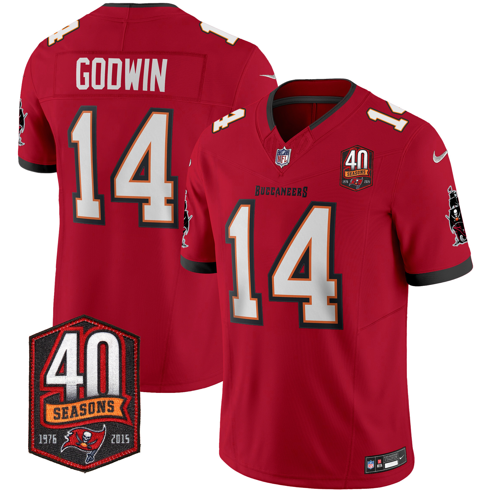 Chris Godwin Men's Tampa Bay Buccaneers 40th Season Patch Vapor Limited Red Jersey - All Stitched 