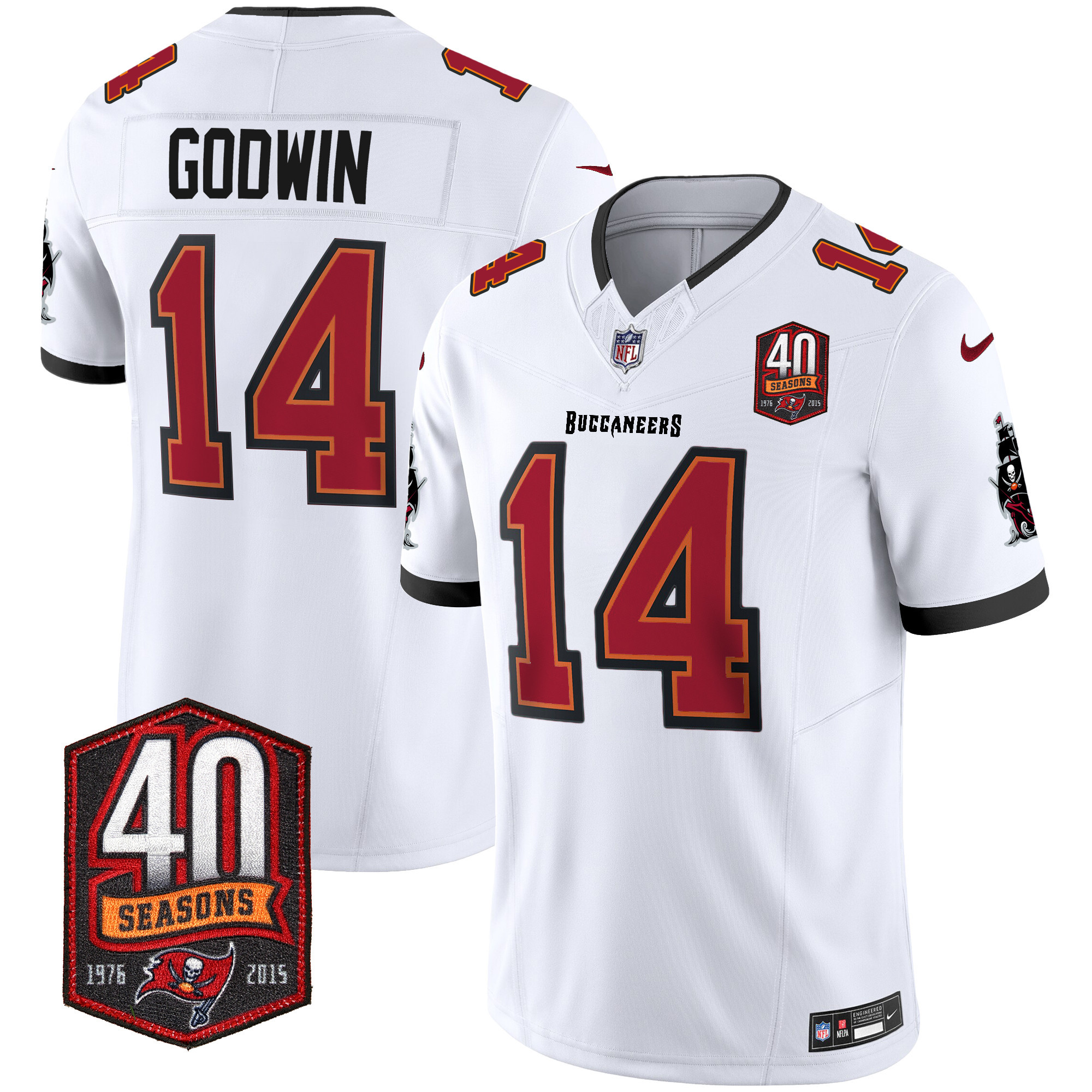 Chris Godwin Men's Tampa Bay Buccaneers 40th Season Patch Vapor Limited White Jersey - All Stitched 