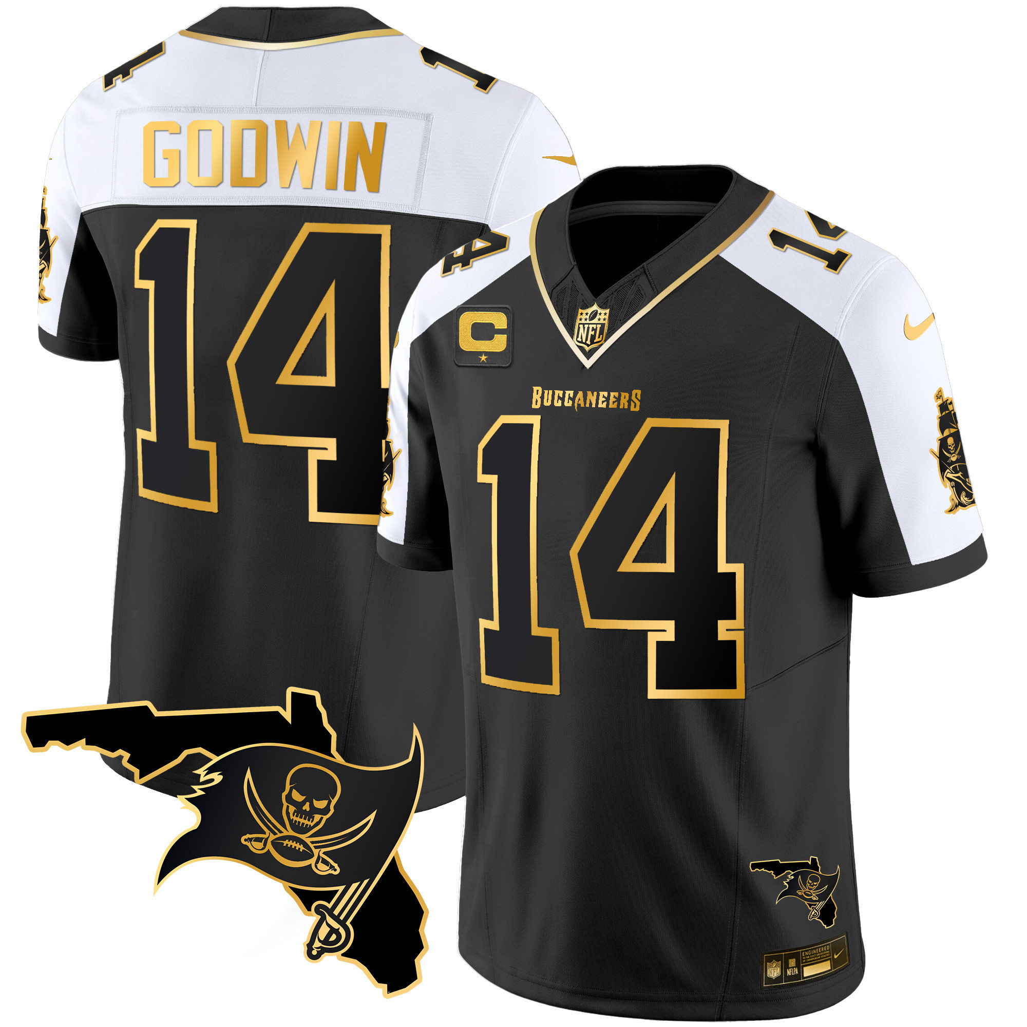 Chris Godwin Men's Tampa Bay Buccaneers Florida Patch Vapor Gold Alternate Jersey - All Stitched 