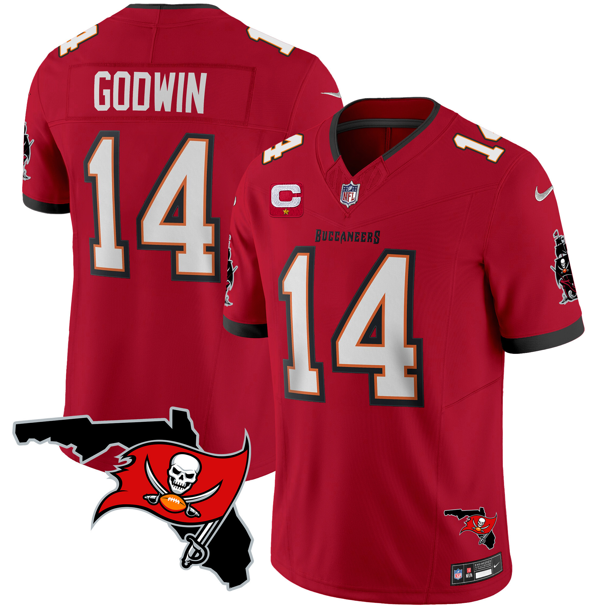 Chris Godwin Men's Tampa Bay Buccaneers Florida Patch Vapor Limited Red Jersey - All Stitched 