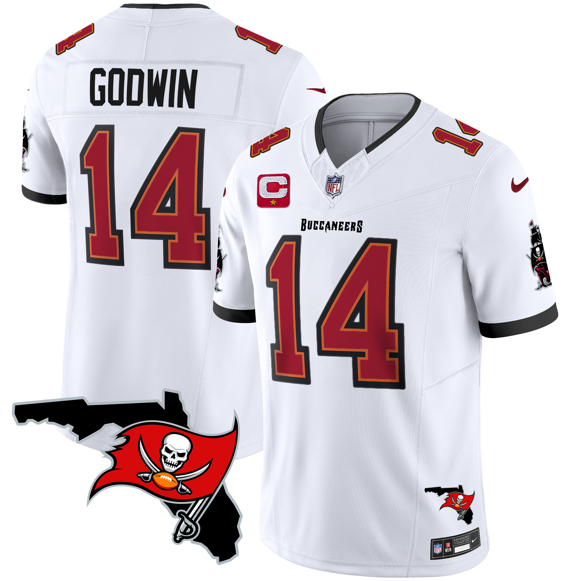Chris Godwin Men's Tampa Bay Buccaneers Florida Patch Vapor Limited White Jersey - All Stitched 