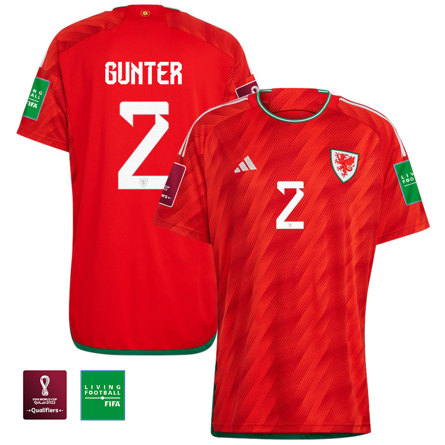 Chris Gunter 2 FIFA World Cup Qatar 2022 Wales National Team – Patch Home Soccer Jersey,