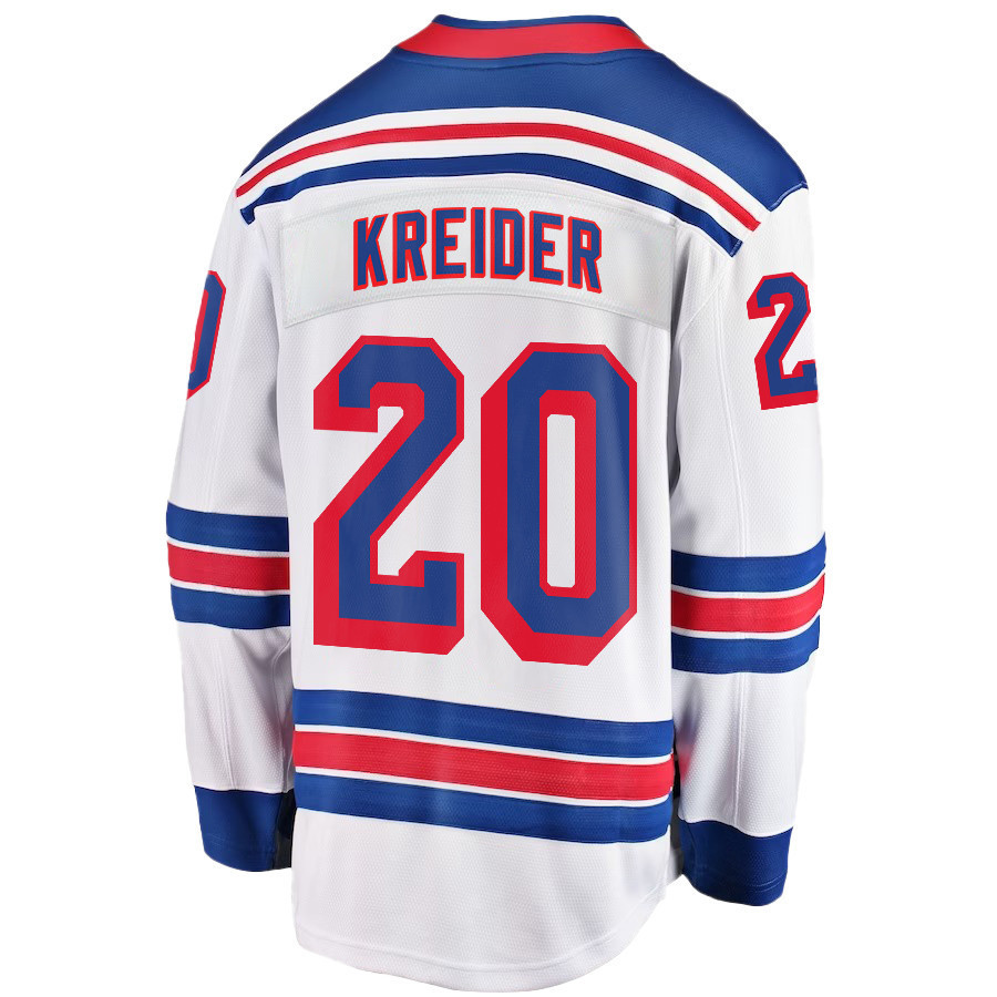 Chris Kreider 20 New York Rangers Stanley Cup 2023 Playoffs Patch Away Breakaway Men Stitched Jersey – White